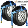 VULCAN Wheel Dolly Tire Harness with Flat Hooks - Bonnet Style - Classic Blue - 1,665 Pound Safe Working Load - 2 Pack