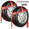 VULCAN Wheel Dolly Tire Harness with Flat Hooks - Bonnet Style - Classic Red - 2 Pack - 1,665 Pound Safe Working Load