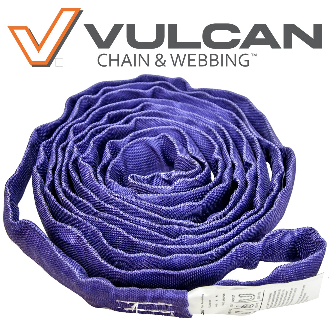 VULCAN Round Sling - Light Duty - 4 Foot - Purple - Safe Working Load of 2,600 Lbs. (V) - 2,100 Lbs. (C) and 5,200 Lbs. (B)