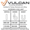 VULCAN Round Sling - Light Duty - 4 Foot - Purple - Safe Working Load of 2,600 Lbs. (V) - 2,100 Lbs. (C) and 5,200 Lbs. (B)