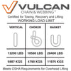 VULCAN Round Sling - Heavy Duty - 8 Foot - Red - Safe Working Load of 13,200 Lbs. (V) - 10,600 Lbs. (C) and 26,400 Lbs. (B)