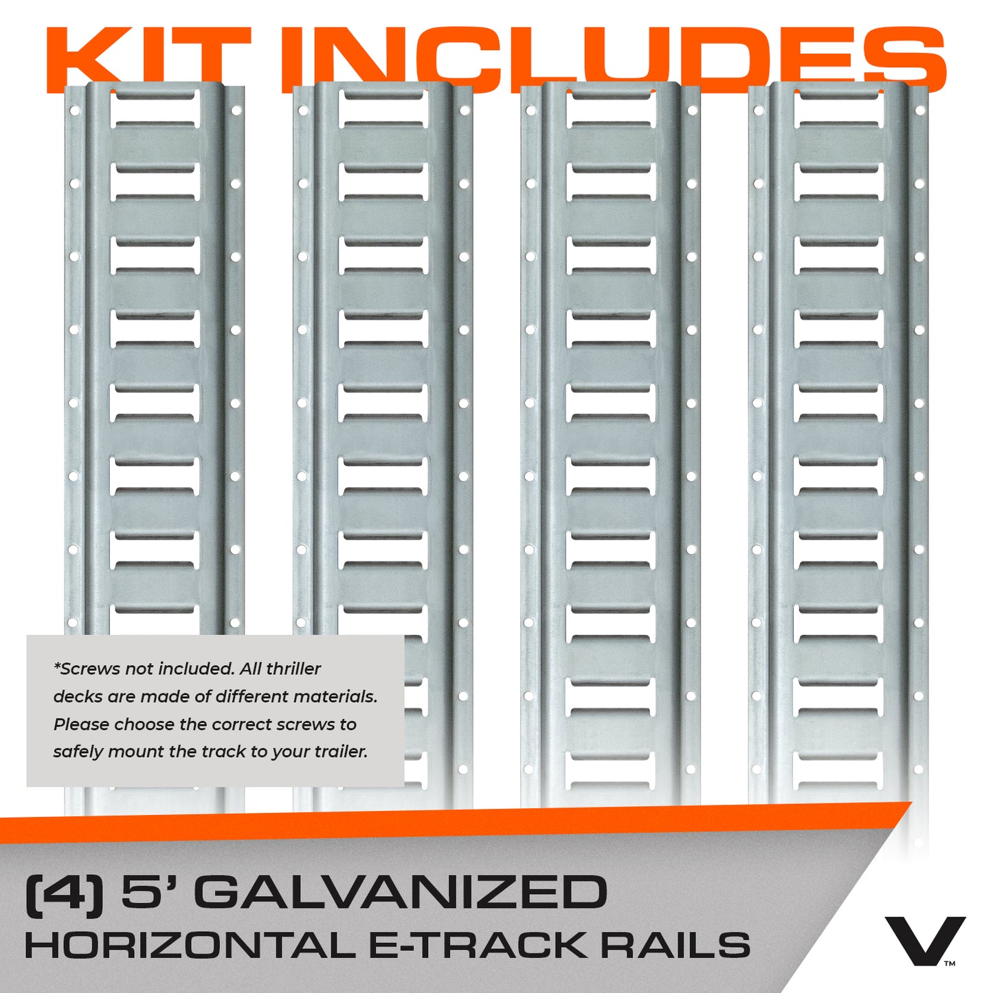 VULCAN E-Track - Horizontal Galvanized Section - 5 Foot - 4 Pack