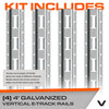 VULCAN E-Track - Vertical Galvanized Section - 4 Foot - 4 Pack