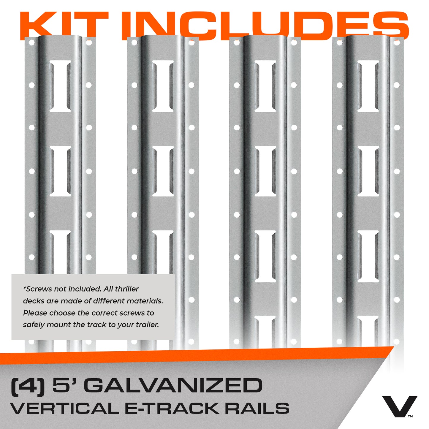 VULCAN E-Track - Vertical Galvanized Section - 5 Foot - 4 Pack