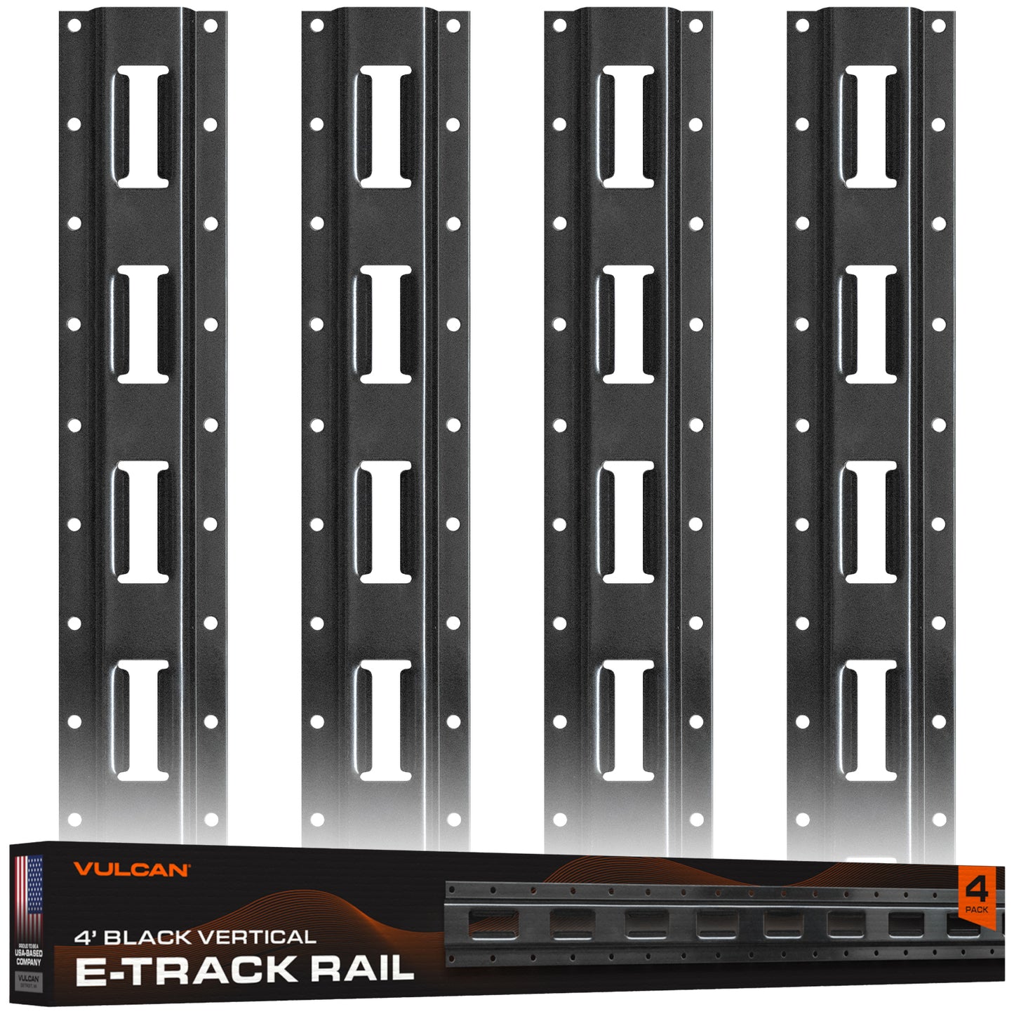 VULCAN E-Track - Vertical Painted Section - 4 Foot - 4 Pack