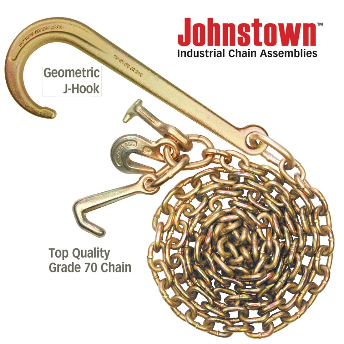 Johnstown Tow Chains - Forged 15 Inch J, 4 Inch J And T-Hook - Grade 70
