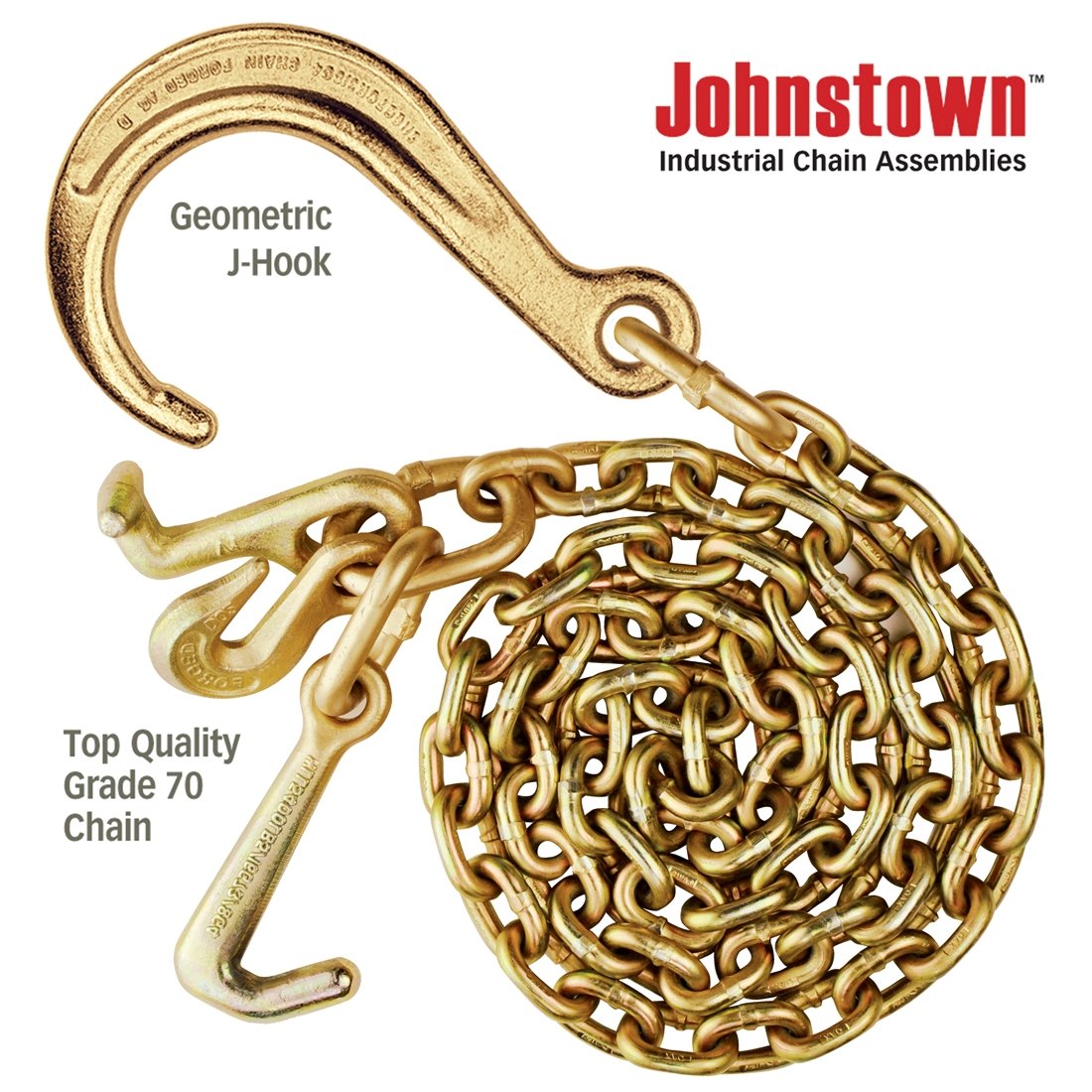 Johnstown Tow Chains - Forged 8 Inch J, 4 Inch J And T-Hook - Grade 70