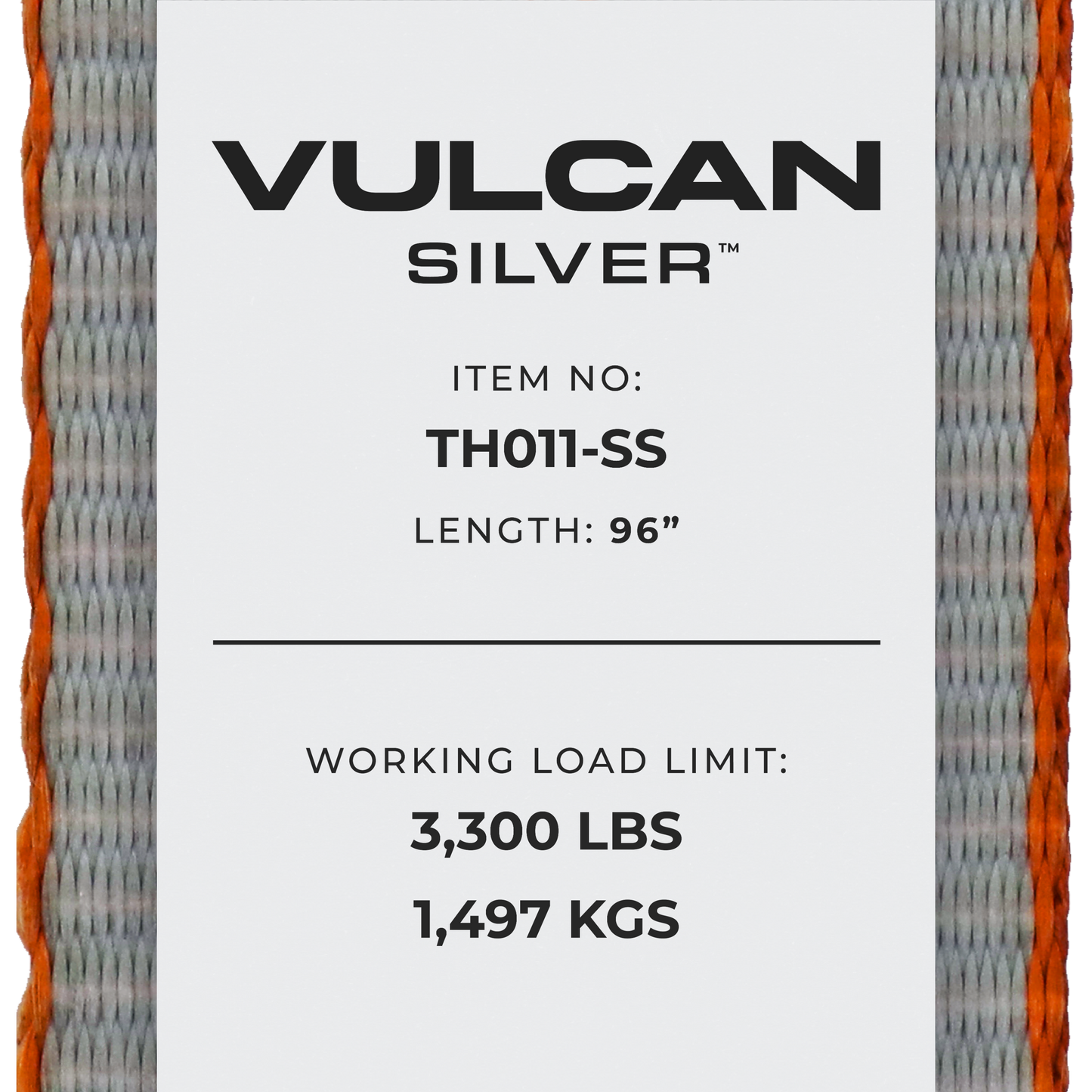 VULCAN Car Tie Down with Snap Hooks - Lasso Style - 2 Inch x 96 Inch - 4 Pack - Silver Series - 3,300 Pound Safe Working Load