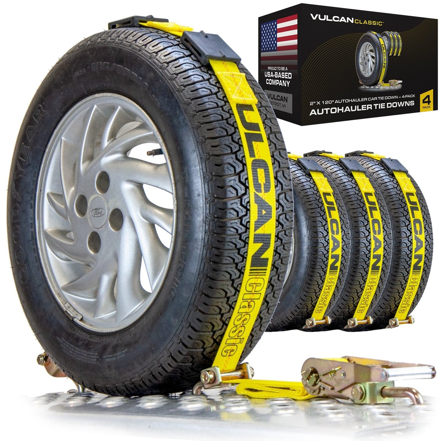 VULCAN Autohauler Car Tie Down System - Rolling Idler Three Cleat - 120 Inch - 3,300 Pound Safe Working Load