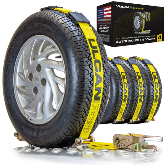 VULCAN Autohauler Car Tie Down System - Rolling Idler Three Cleat - 120 Inch - 3,300 Pound Safe Working Load