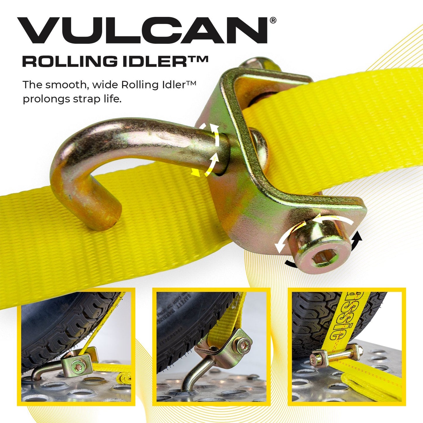 VULCAN Autohauler Car Tie Down System - Rolling Idler Three Cleat - 120 Inch - 3,300 Pound Safe Working Load