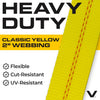 VULCAN Autohauler Car Tie Down - Rolling Idler Three Cleat - 120 Inch - 4 Pack - Classic Yellow - 3,300 Pound Safe Working Load