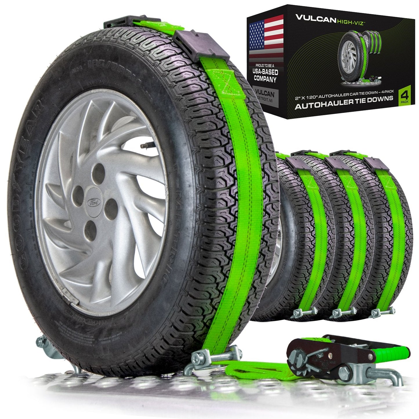 VULCAN Autohauler Car Tie Down System - Rolling Idler Three Cleat - 120 Inch - 3,300 Pound Safe Working Load