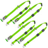 VULCAN Car Tie Down - Rolling Idler 3-Cleat - 120 Inch - 4 Pack - High-Viz - 3,300 Pound Safe Working Load