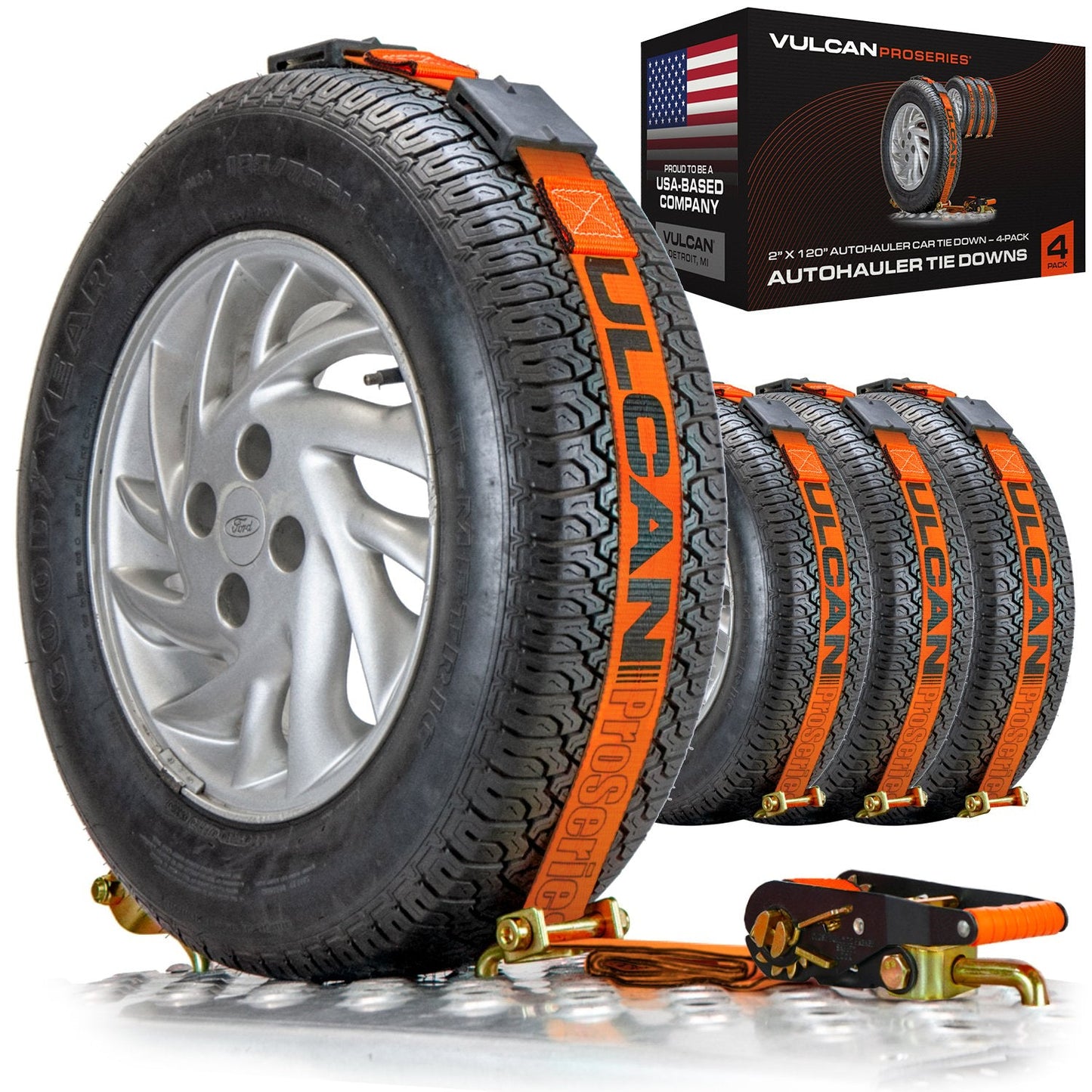 VULCAN Autohauler Car Tie Down System - Rolling Idler Three Cleat - 120 Inch - 3,300 Pound Safe Working Load