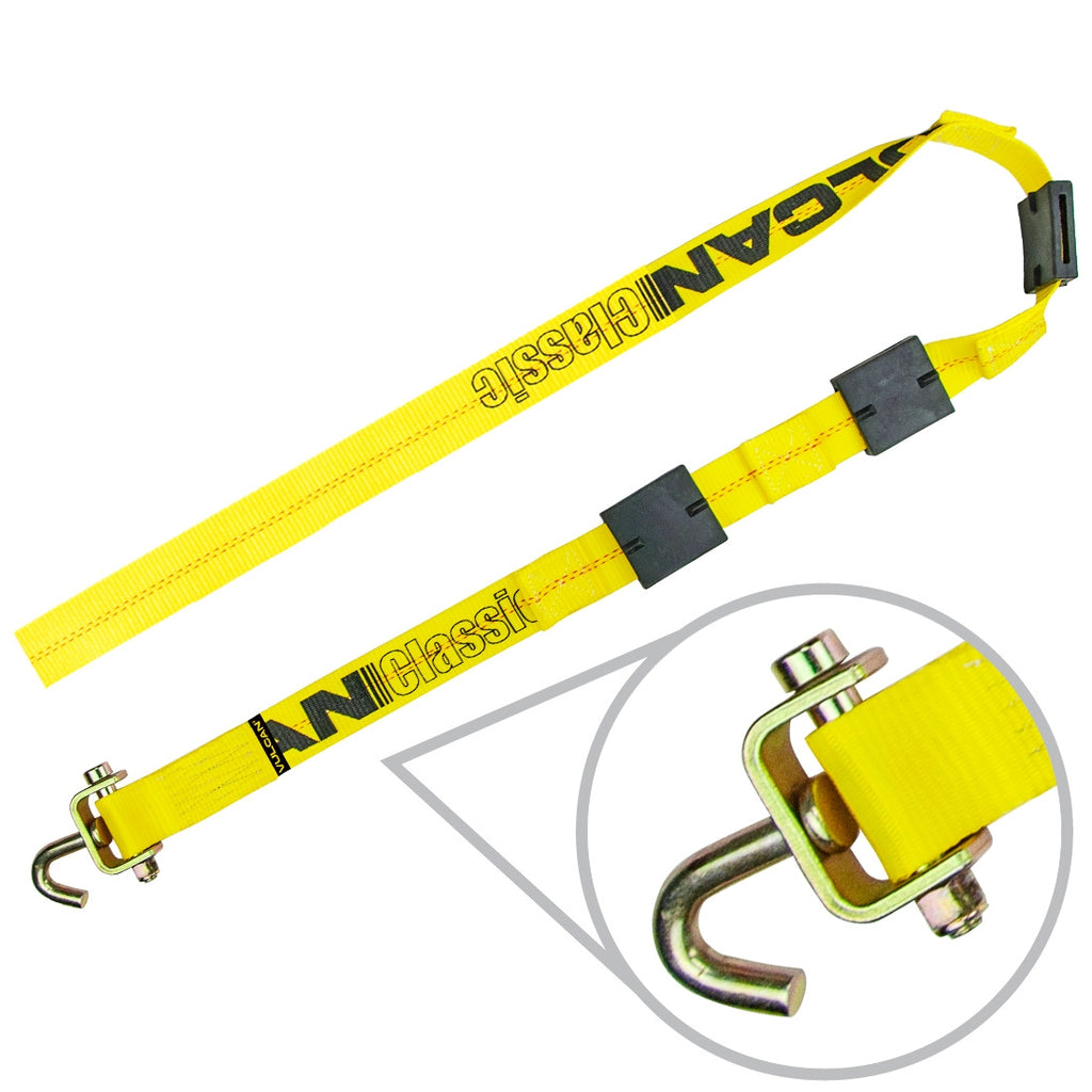 120 Inch Replacement Strap For VULCAN Classic Yellow Rolling Idler Three Cleat Autohauler Car Tie Down System - 3,300 Pound Safe Working Load - Replacement Strap Only - No Rolling Idler