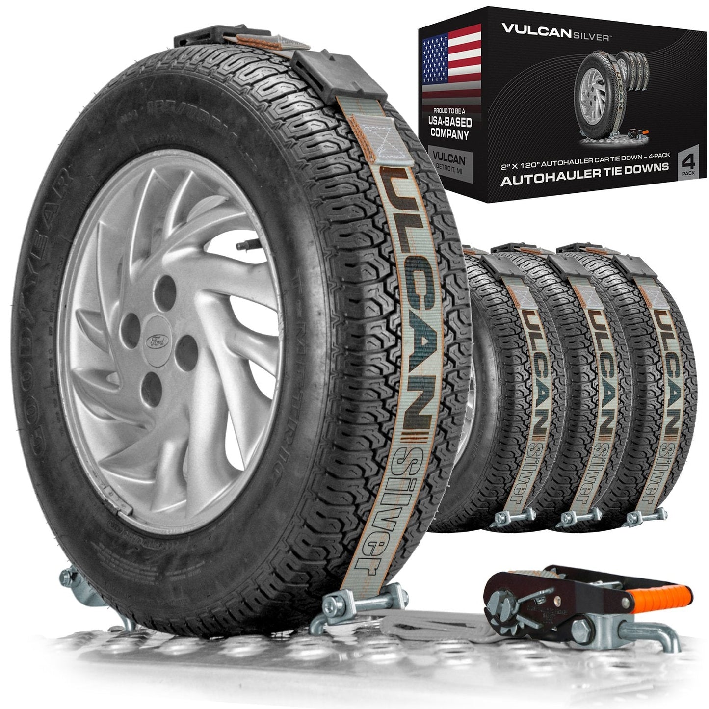VULCAN Autohauler Car Tie Down System - Rolling Idler Three Cleat - 120 Inch - 3,300 Pound Safe Working Load