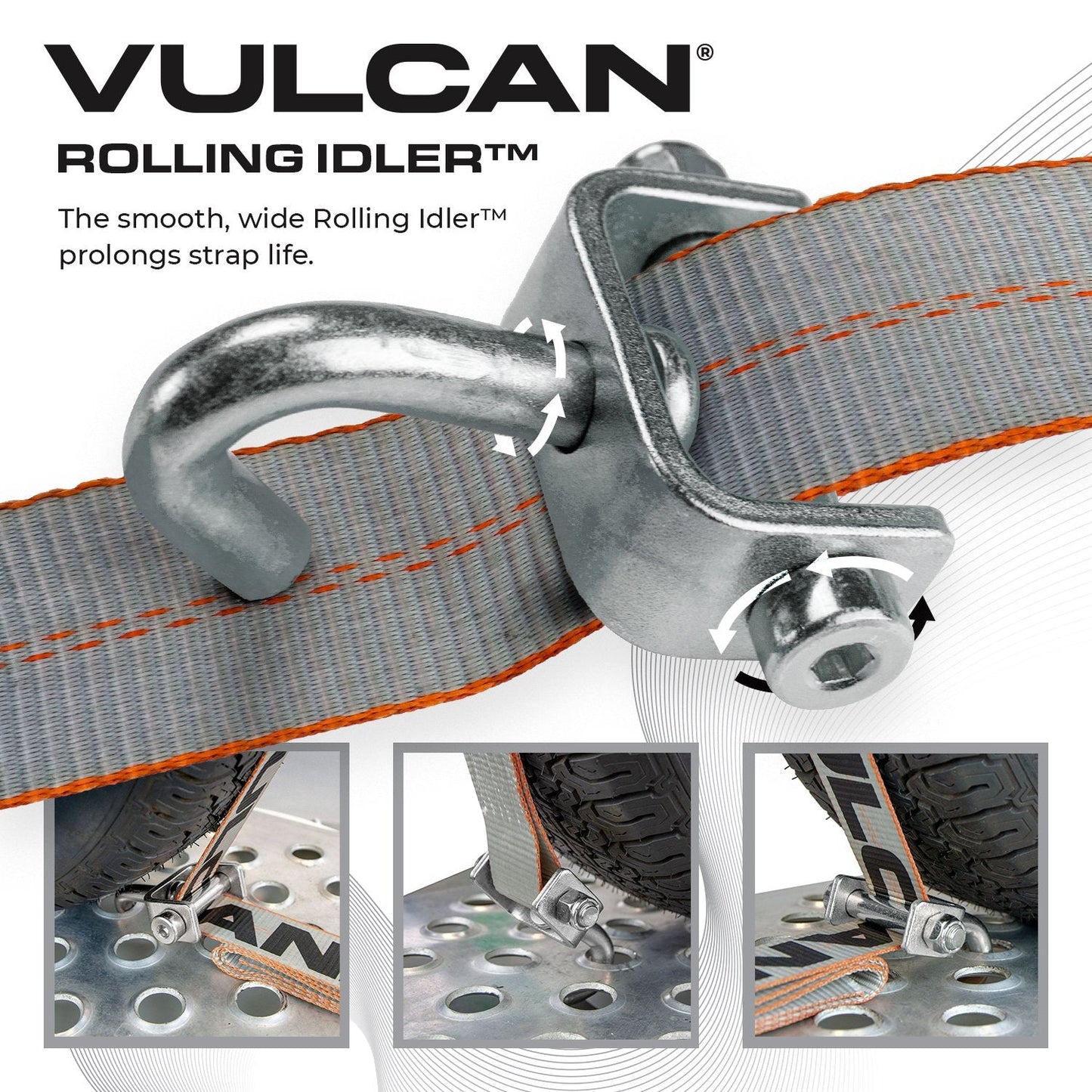 VULCAN Autohauler Car Tie Down System - Rolling Idler Three Cleat - 120 Inch - 3,300 Pound Safe Working Load