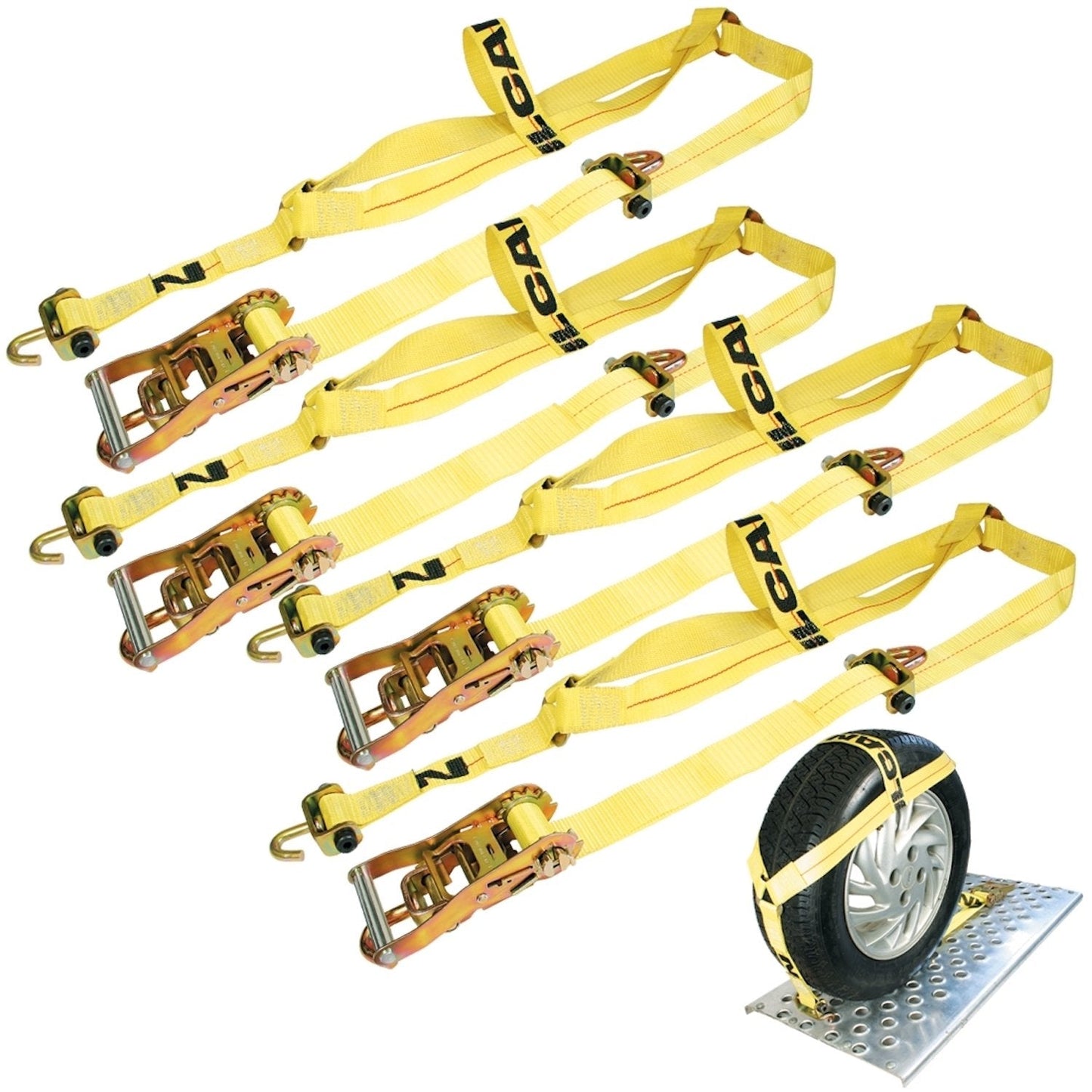 VULCAN Basket Style Autohauler Car Tie Down System with Rolling Idler - 3,300 Pound Safe Working Load
