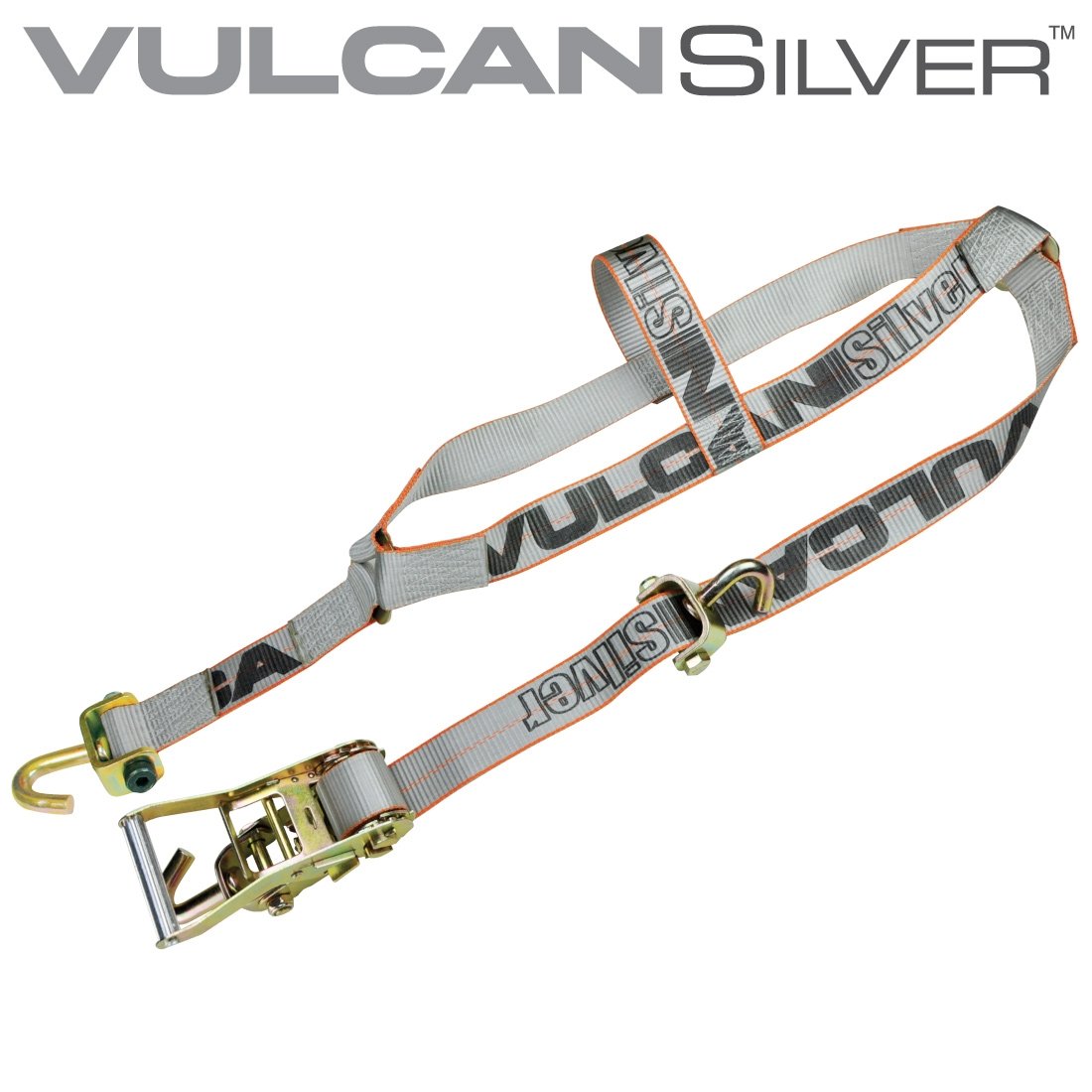 VULCAN Autohauler Car Tie Down System - Rolling Idler - Basket Style - 4 Pack - 120 Inch - Silver Series - 3,300 Pound Safe Working Load