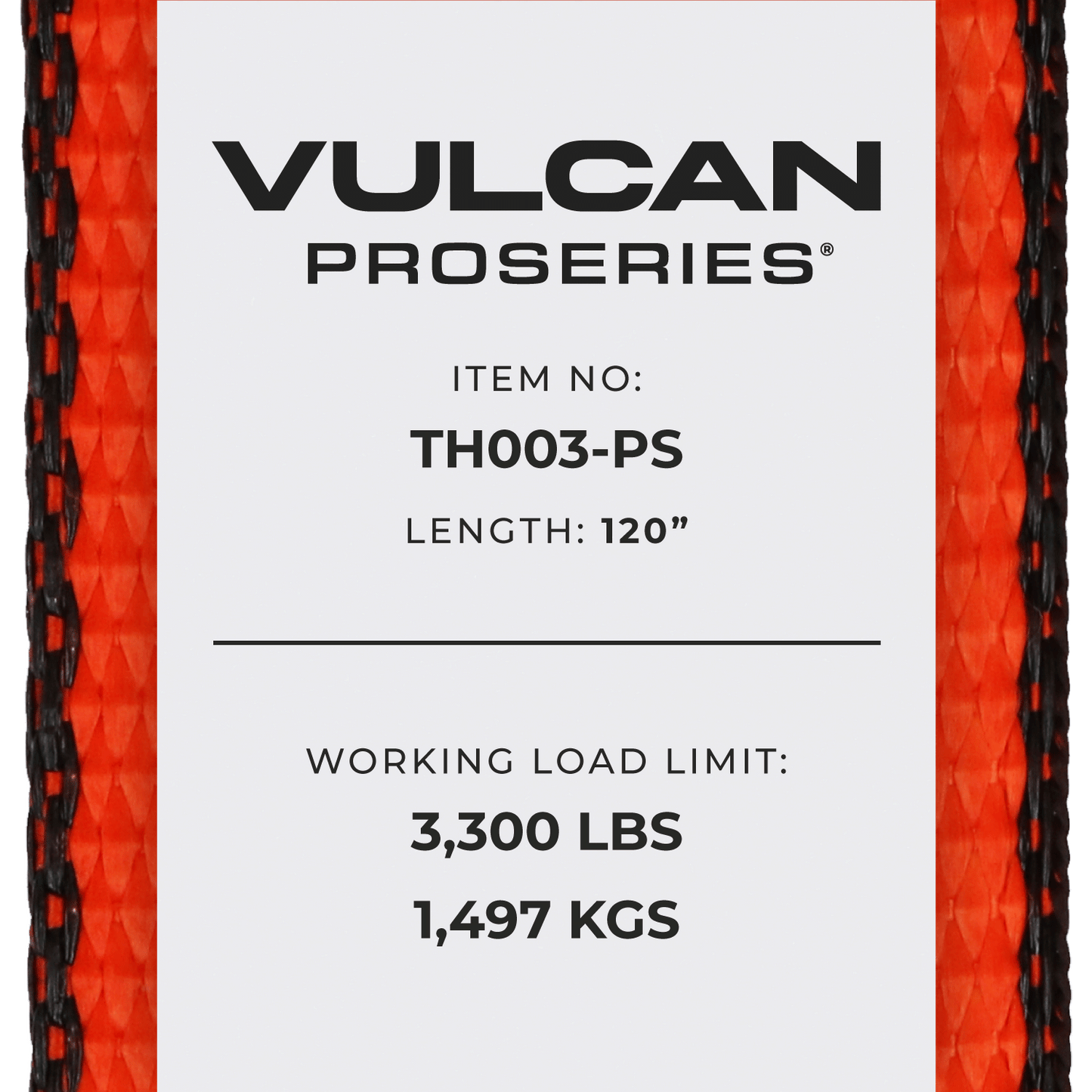 Replacement Strap For VULCAN PROSeries 120 Inch E-Track Rolling Idler 3-Cleat Car Tie Down - Replacement Strap Only - No Rolling Idler