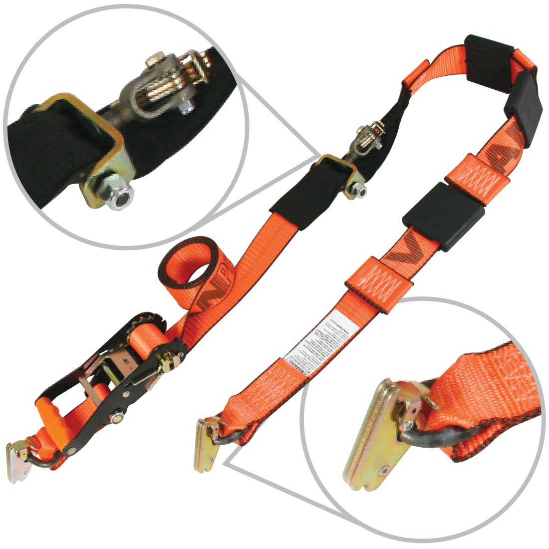 VULCAN Car Tie Down - E Track - Rolling Idler 3-Cleat - 120 Inch - 3,300 Pound Safe Working Load