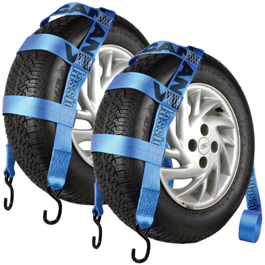 VULCAN Wheel Dolly Tire Strap with S Hooks - Basket Style - 78 Inch - 2 Pack - Classic Blue - 1,665 Pound Safe Working Load