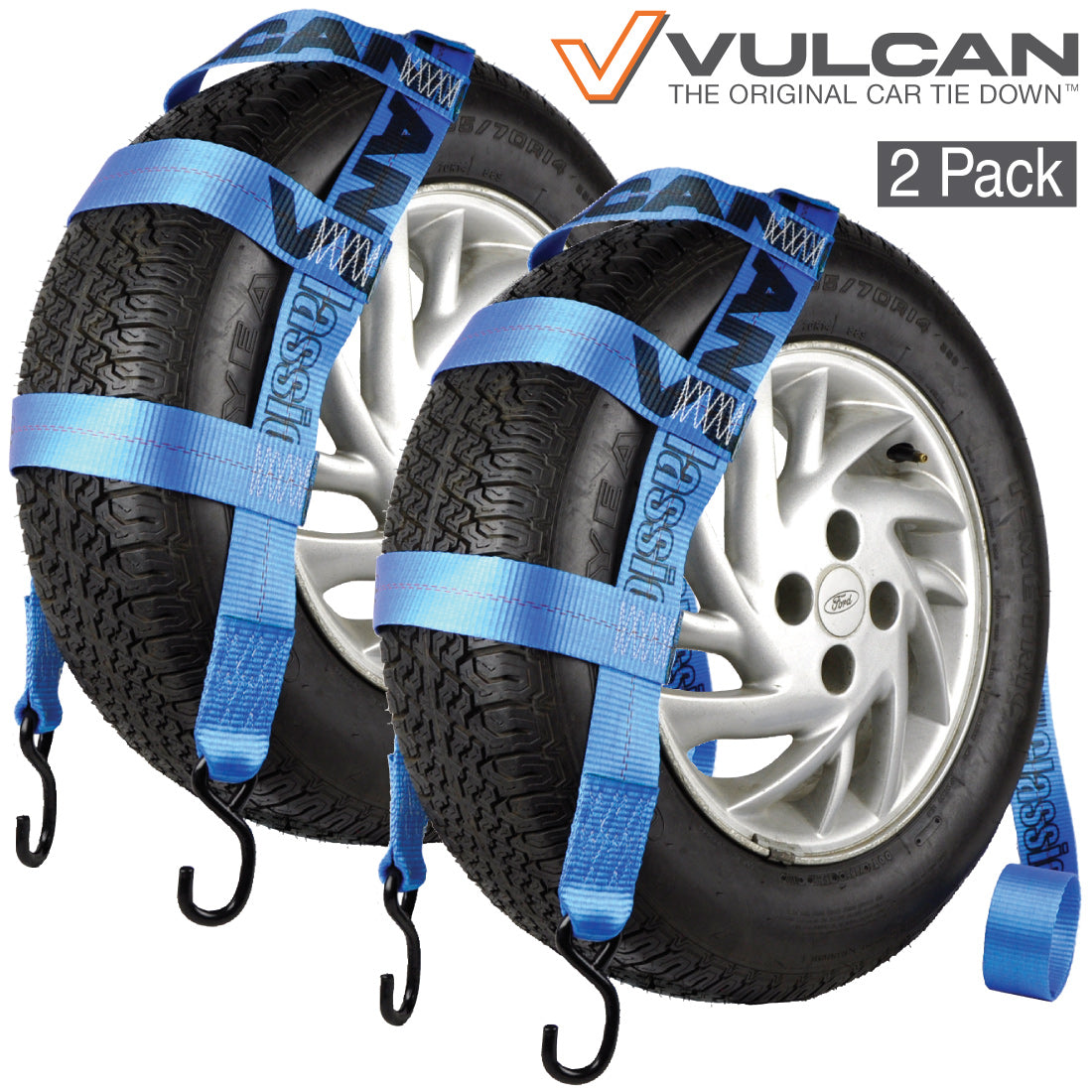 VULCAN Wheel Dolly Tire Strap with S Hooks - Basket Style - 78 Inch - 2 Pack - Classic Blue - 1,665 Pound Safe Working Load