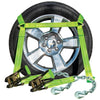 VULCAN Car Tie Down with Chain Anchors - Flat Bed Side Rail - 3,300 Pound Safe Working Load