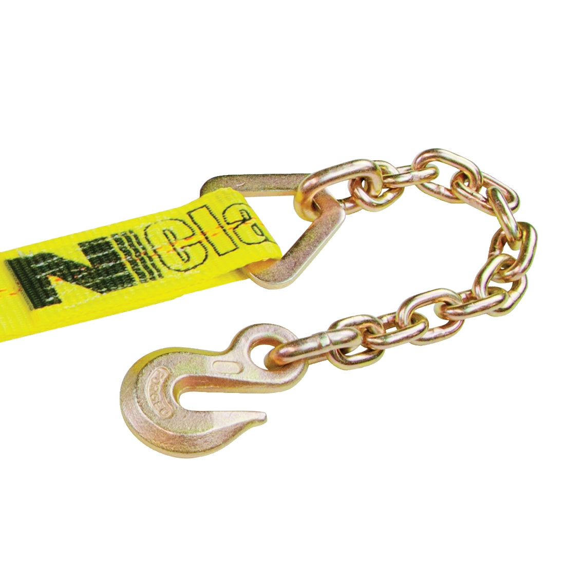 VULCAN Car Tie Down with Chain Anchors - Flat Bed Side Rail - 4 Pack - Classic Yellow - 3,300 Pound Safe Working Load