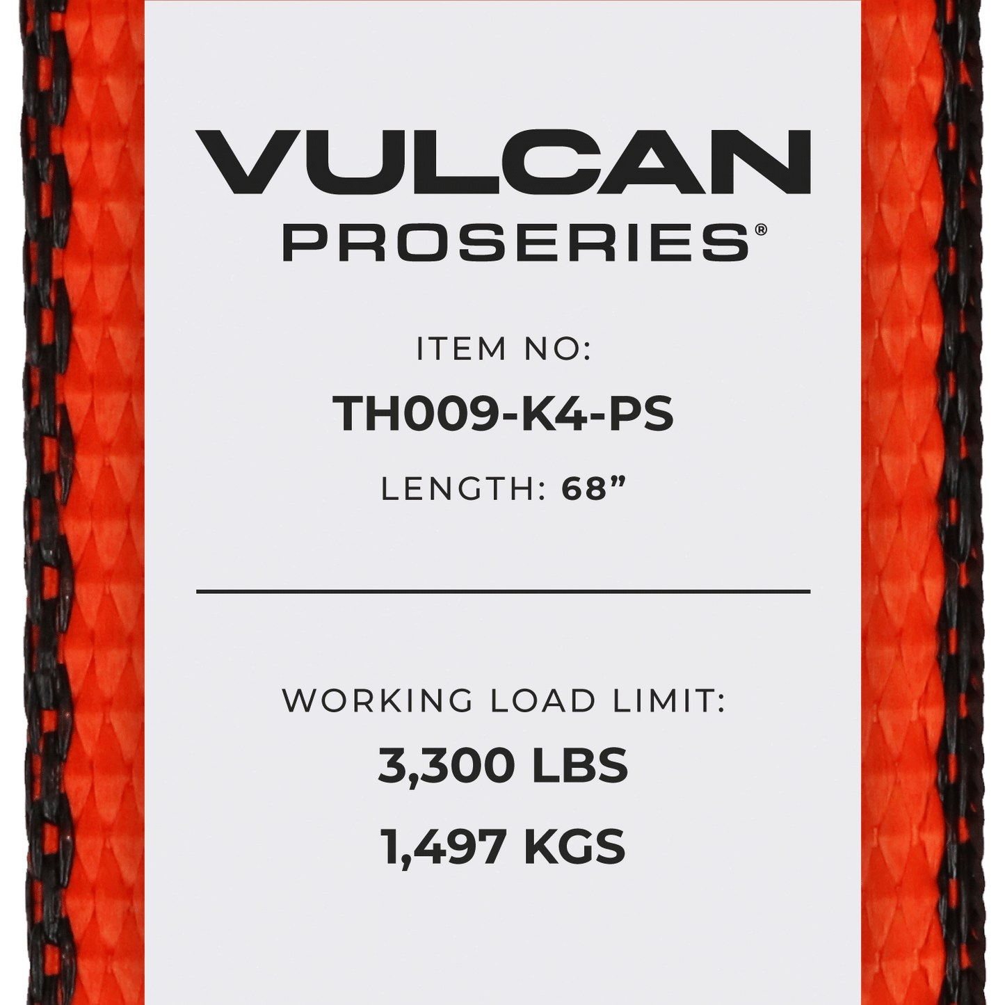 VULCAN Car Tie Down with Snap Hooks - Side Rail - 4 Pack - PROSeries - 3,300 Pound Safe Working Load