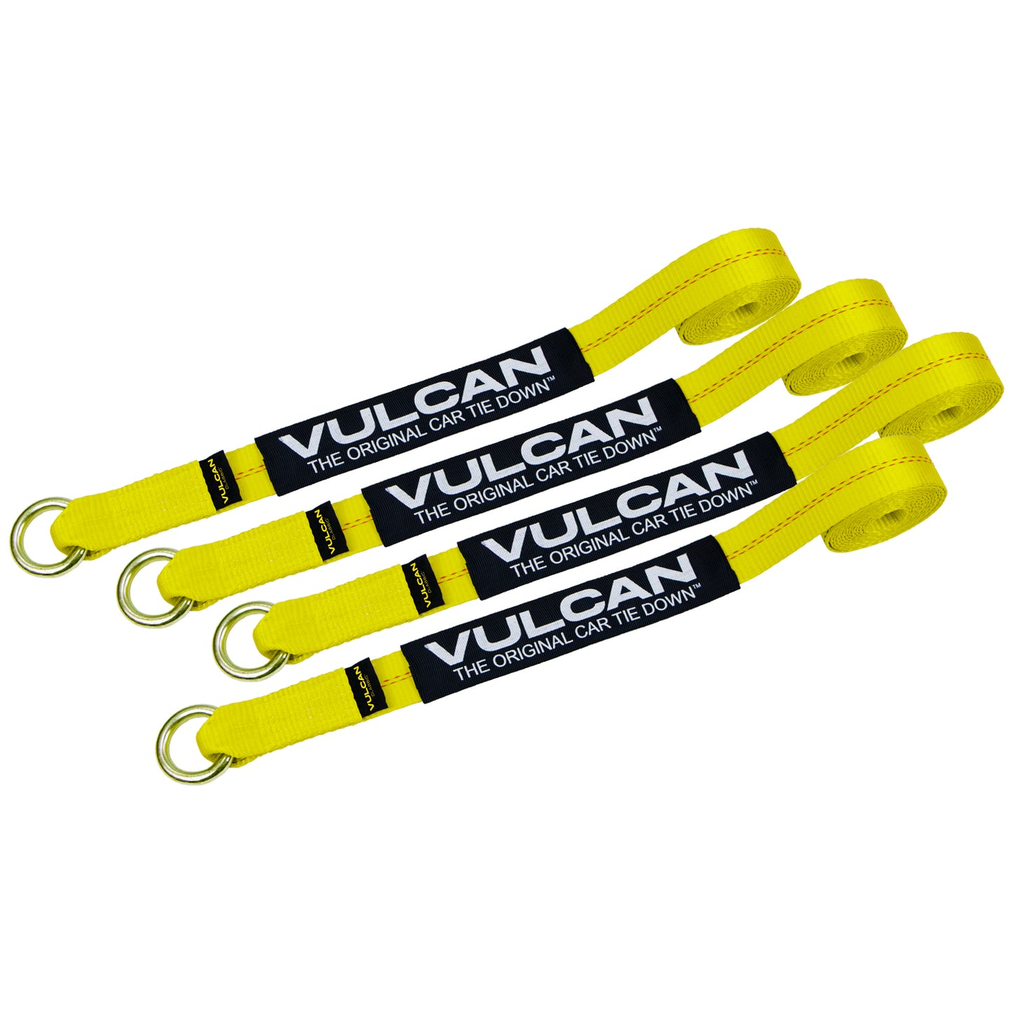 VULCAN Wheel Dolly Tire Harness with Universal O-Ring - 2 Inch x 96 Inch - 4 Pack - Classic Yellow - 3,300 Pound Safe Working Load - Straps Only - Ratchets Sold Separately