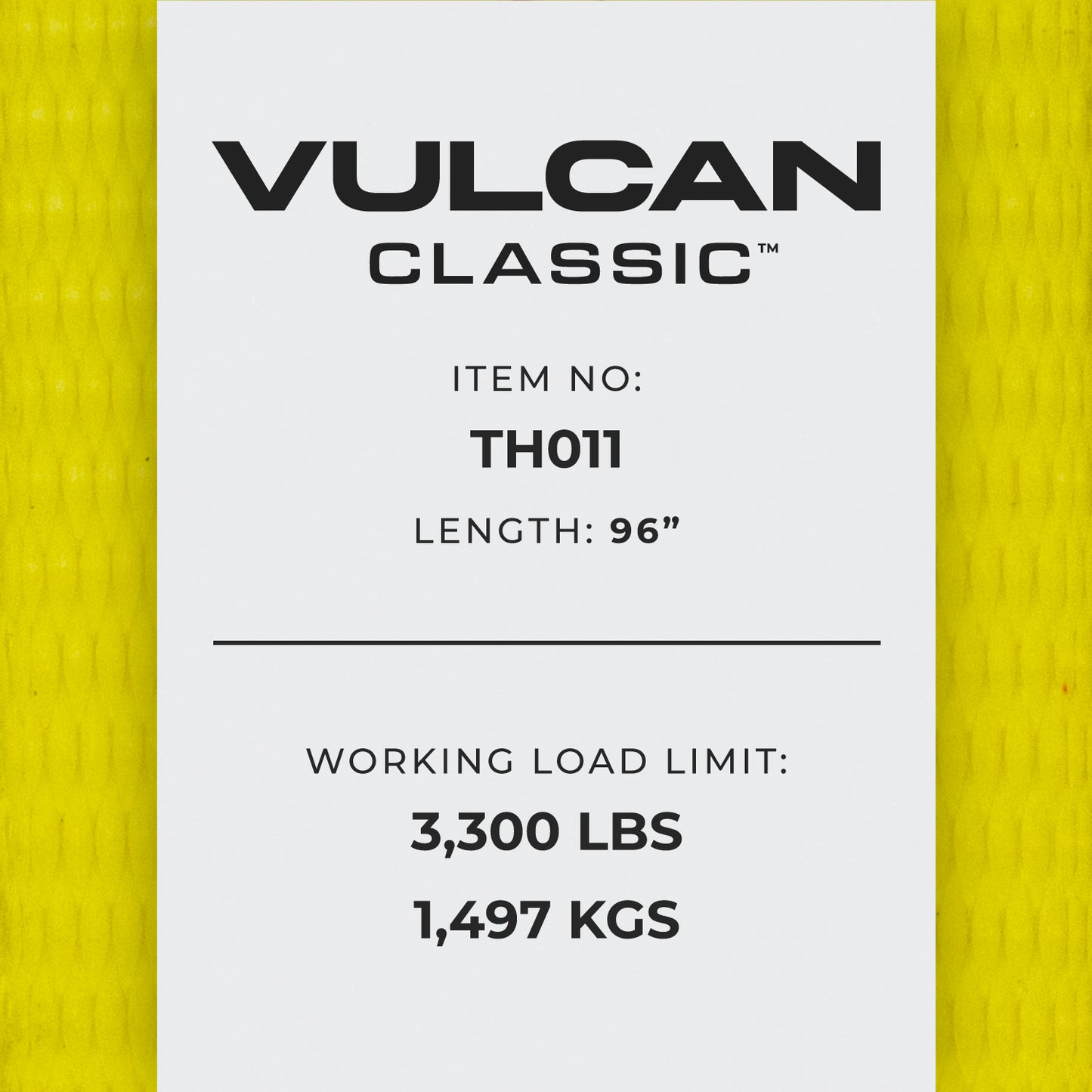 VULCAN Wheel Dolly Tire Harness with Universal O-Ring - 2 Inch x 96 Inch - 4 Pack - Classic Yellow - 3,300 Pound Safe Working Load - Straps Only - Ratchets Sold Separately