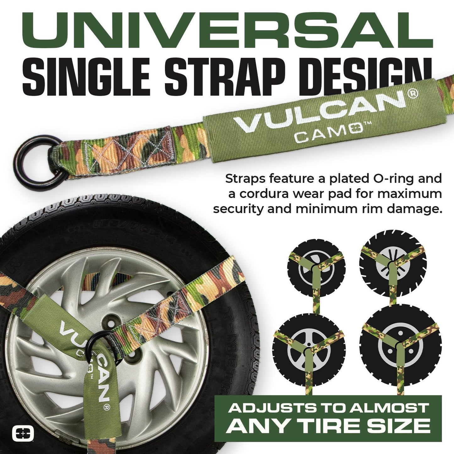 VULCAN Car Tie Down with Chain Anchors - Lasso Style - 2 Inch x 96 Inch - 3,300 Pound Safe Working Load