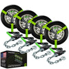 VULCAN Car Tie Down with Chain Anchors - Lasso Style - 2 Inch x 96 Inch - 3,300 Pound Safe Working Load