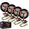 VULCAN Car Tie Down with Chain Anchors - Lasso Style - 2 Inch x 96 Inch - 3,300 Pound Safe Working Load