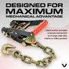 VULCAN Car Tie Down with Chain Anchors - Lasso Style - 2 Inch x 96 Inch - 3,300 Pound Safe Working Load