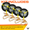 VULCAN Car Tie Down with Chain Anchors - Lasso Style - 2 Inch x 96 Inch - 4 Pack - Classic Yellow - 3,300 Pound Safe Working Load