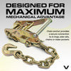 VULCAN Car Tie Down with Chain Anchors - Lasso Style - 2 Inch x 96 Inch - 4 Pack - Classic Yellow - 3,300 Pound Safe Working Load