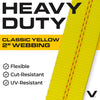 VULCAN Car Tie Down with Chain Anchors - Lasso Style - 2 Inch x 96 Inch - 4 Pack - Classic Yellow - 3,300 Pound Safe Working Load