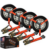 VULCAN Car Tie Down - Flat Hooks - Lasso Style - 2 Inch x 96 Inch - 3,300 Pound Safe Working Load