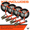 VULCAN Car Tie Down - Flat Hooks - Lasso Style - 2 Inch x 96 Inch - 3,300 Pound Safe Working Load