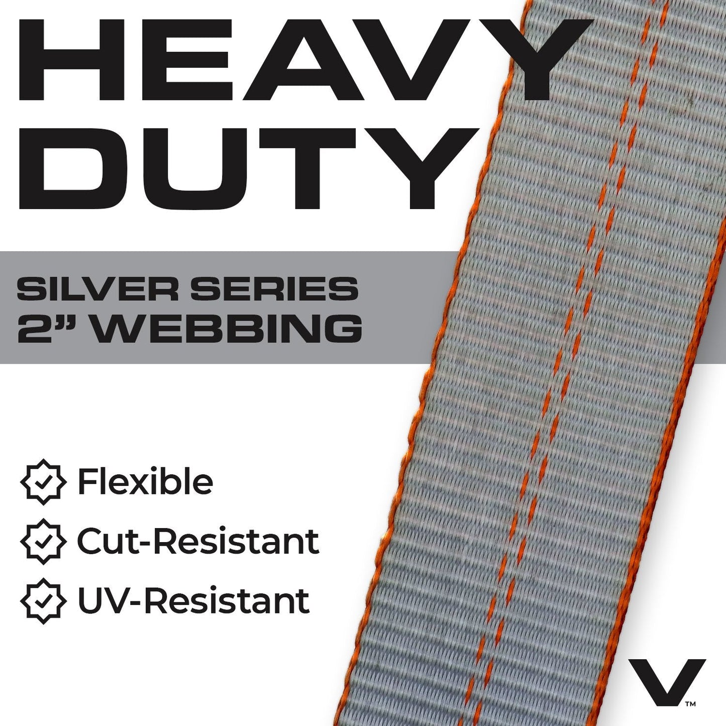 VULCAN Car Tie Down - Flat Hooks - Lasso Style - 2 Inch x 96 Inch - 3,300 Pound Safe Working Load
