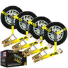 VULCAN Car Tie Down - Flat Hooks - Lasso Style - 2 Inch x 96 Inch - 3,300 Pound Safe Working Load