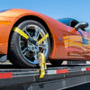 VULCAN Economy Car Tie Down Kit with 4 Lasso Straps, 4 Snap Hook Ratchets, and 4 Free 36 Inch Axle Straps - 3,300 Pound Safe Working Load