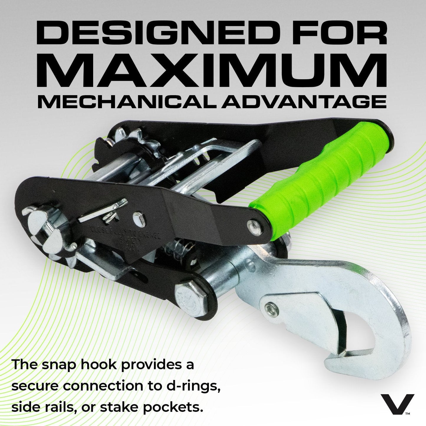 VULCAN Car Tie Down with Snap Hooks - Lasso Style - 2 Inch x 96 Inch - 3,300 Pound Safe Working Load