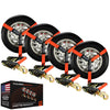 VULCAN Car Tie Down with Snap Hooks - Lasso Style - 2 Inch x 96 Inch - 3,300 Pound Safe Working Load