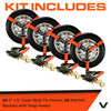 VULCAN Car Tie Down with Snap Hooks - Lasso Style - 2 Inch x 96 Inch - 3,300 Pound Safe Working Load