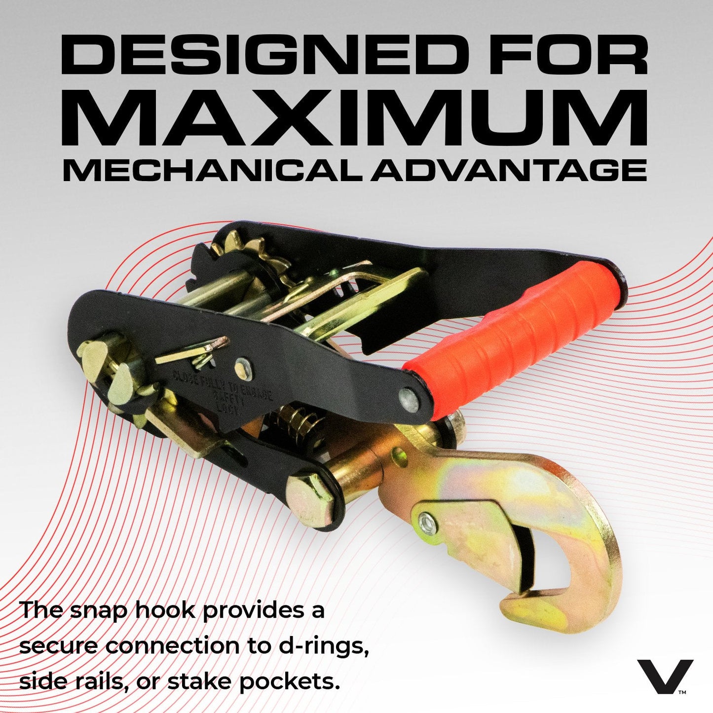 VULCAN Car Tie Down with Snap Hooks - Lasso Style - 2 Inch x 96 Inch - 3,300 Pound Safe Working Load