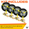 VULCAN Car Tie Down with Snap Hooks - Lasso Style - 2 Inch x 96 Inch - 3,300 Pound Safe Working Load